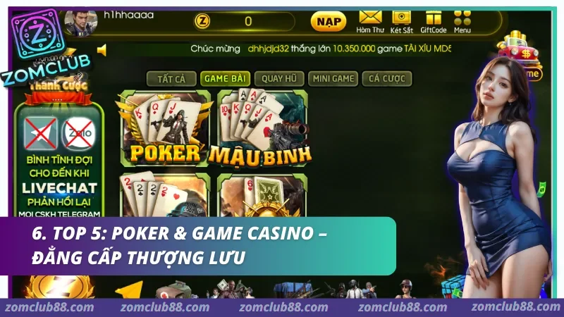 Liêng và các trò tố nhanh trong nhóm game bài Zomclub cho người thích ván ngắn