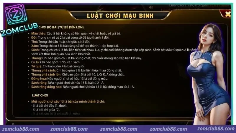 Hình ảnh Mau Binh Zomclub 3 1 trong bài viết Mậu Binh Zomclub: Cách xếp bài và mẹo thắng từ cao thủ. Mậu binh Zomclub